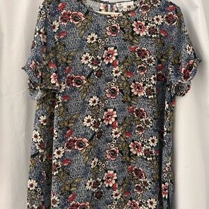 DR2 Floral Print Women's Top - Blue and Multicolor